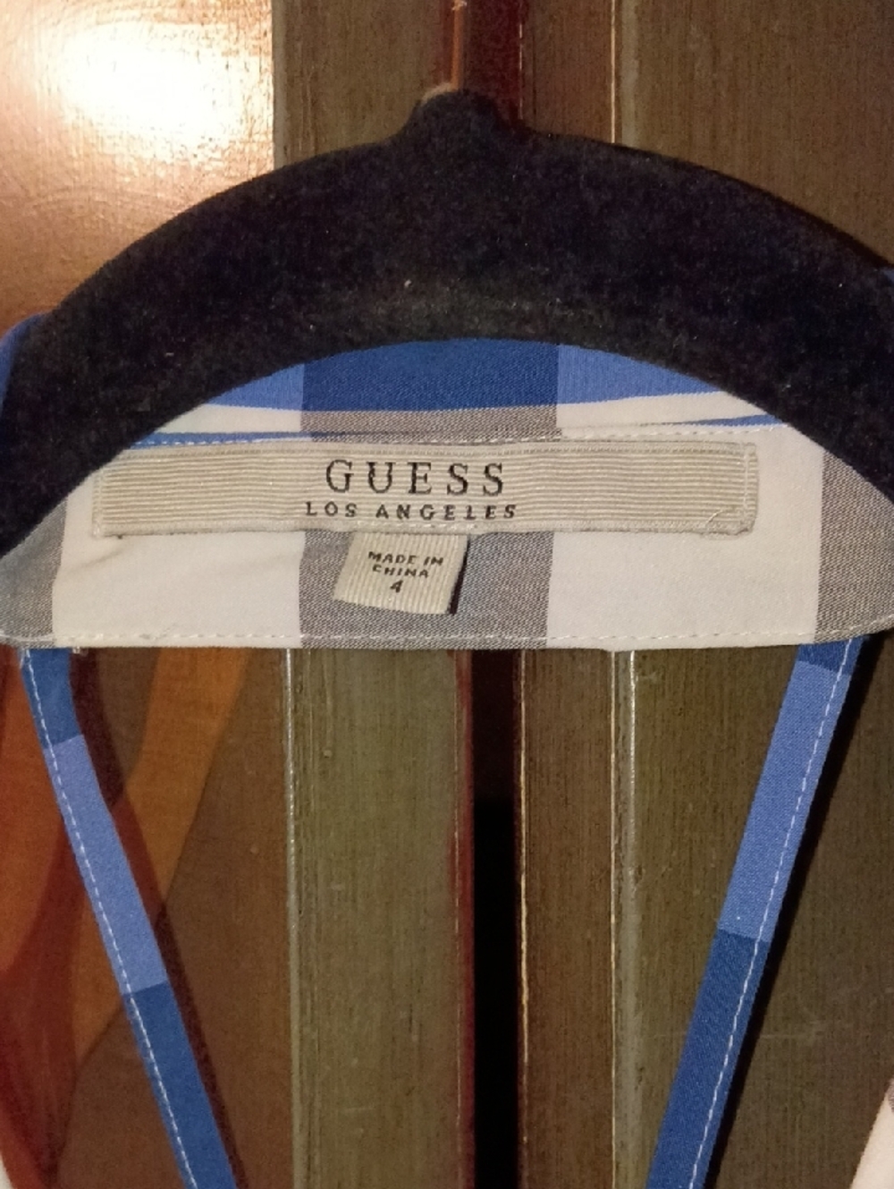 Guess Blue and White Gingham Halter Fit-and-Flare Dress - Picture 2 of 8